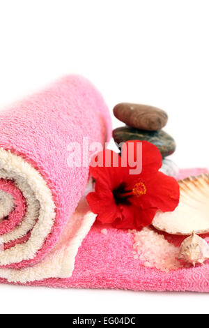 spa towels Devices body isolated white background Stock Photo