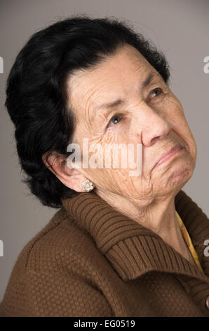 portrait of old cranky woman grandmother Stock Photo