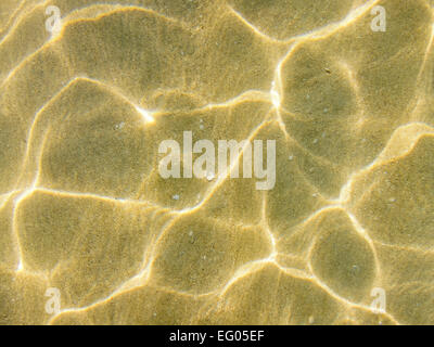 Ripple of water waves reflection texture on a beach sand bottom Stock Photo