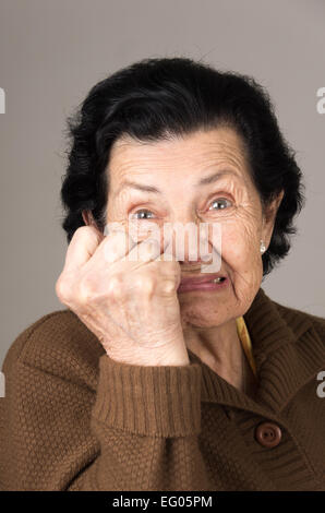 portrait of angry old woman grandmother Stock Photo