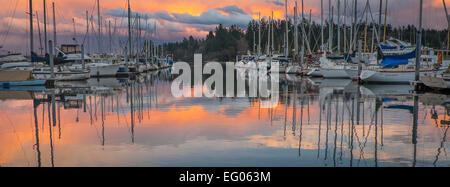 Vashon Island, Washington: Sunset clouds reflecting on Quartermaster Harbor Stock Photo