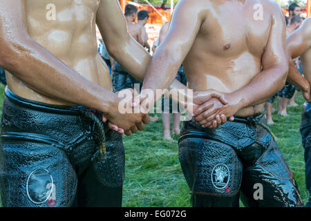 Oiled Wrestlers, Kirkpinar Stock Photo - Alamy