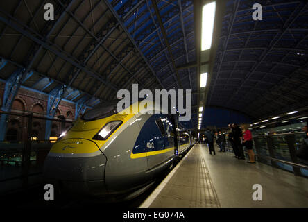 UNITED KINGDOM, London : The new Eurostar Train E320 is photographed at a press day in St Pancras Station London on November 13, 2014. Stock Photo