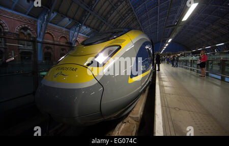 UNITED KINGDOM, London : The new Eurostar Train E320 is photographed at a press day in St Pancras Station London on November 13, 2014. Stock Photo