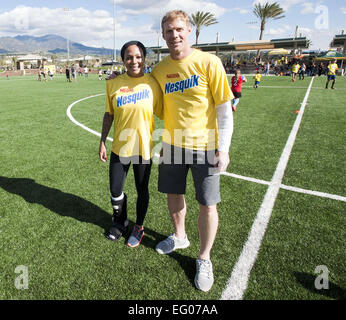 Lake Forest, California, USA. 31st Jan, 2015. American soccer player for the US 1994 World Cup Team as well as Fox Sports Commentator, Alexi Lalas, came out to teach and guide young soccer players on Saturday, January 31, 2015 in Lake Forest, California. Lalas, now retired has had a significant role in organizing and supporting the development of American Professional Soccer including roles as general manager of several pro teams including the LA Galaxy.---American soccer champions Alexi Lalas and Sydney Leroux came out to give boy and girl soccer players from Region 85 a training tune up on Stock Photo