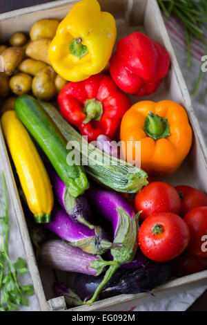 Summer vegetables in a crate Stock Photo