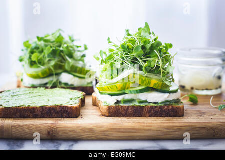 Green vegetable salad sandwich Stock Photo