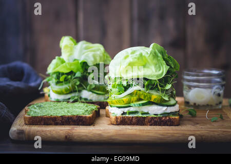 Green vegetable salad sandwich Stock Photo