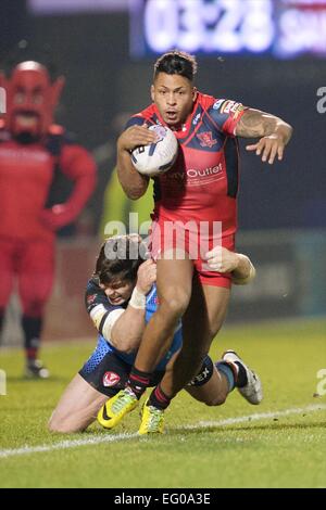 Salford, UK. 12th Feb, 2015. Superleague Rugby. Salford Red Devils versus St Helens. Credit:  Action Plus Sports/Alamy Live News Stock Photo