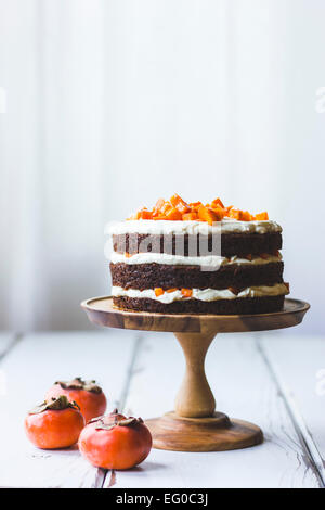 Persimmon layer cake Stock Photo