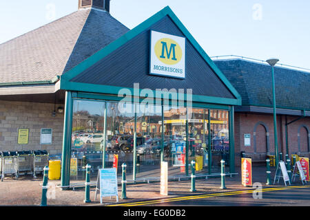 English supermarket chain Morrisons, here a store in Belper, Derbyshire,England,2015 Stock Photo