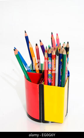 Different color pencils isolated on white background Stock Photo