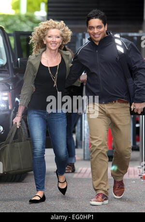 Kelly Hoppen and Piers Linney outside ITV Studios  Featuring: Kelly Hoppen,Piers Linney Where: London, United Kingdom When: 11 Aug 2014 Stock Photo