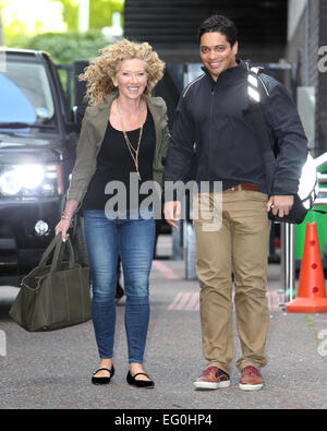 Kelly Hoppen and Piers Linney outside ITV Studios  Featuring: Kelly Hoppen,Piers Linney Where: London, United Kingdom When: 11 Aug 2014 Stock Photo