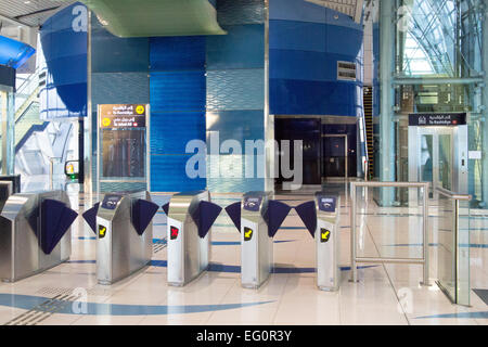 Dubai Metro Station at Nakheel Harour and Towers, Zone 2, Blue Line, Dubai UAE Stock Photo