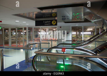 Dubai Metro Station at Nakheel Harour and Towers, Zone 2, Blue Line, Dubai UAE Stock Photo