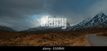 Storm clouds gathering over Liathach in Torridon Stock Photo