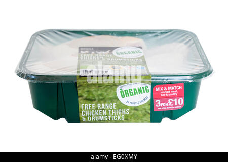 A pack of Marks and Spencer free range organic chicken thighs and drumsticks Stock Photo