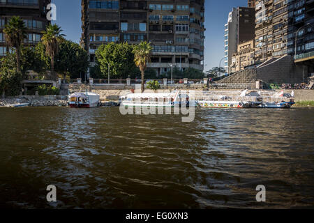 A Nile River Taxi And The City Skyline Of Cairo Egypt Stock Photo - Alamy