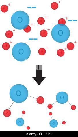 Reaction of Hydrogen and Oxygen to water Stock Vector Image & Art - Alamy