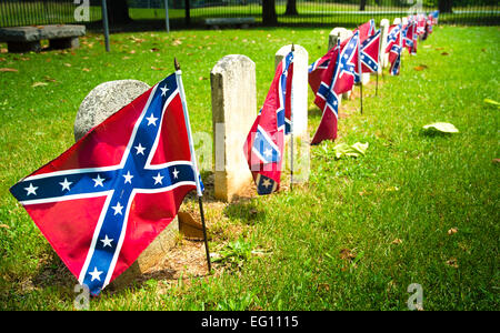 Confederate Cemetery, confederate flags at the Appomattox (VA) war memorial Stock Photo