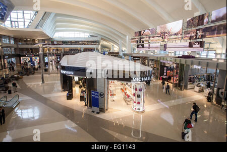 General view of the inside of the Tom Bradley International Terminal at LAX. Stock Photo