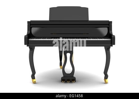 black grand piano isolated on white with Stock Photo