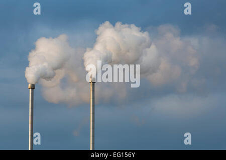Steam from geothermal power station, clean energy Stock Photo