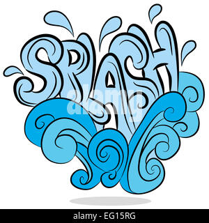 An image of a water splash sound effect text. Stock Photo