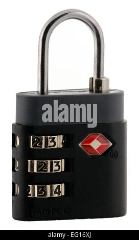 close up of a TSA combination padlock Stock Photo
