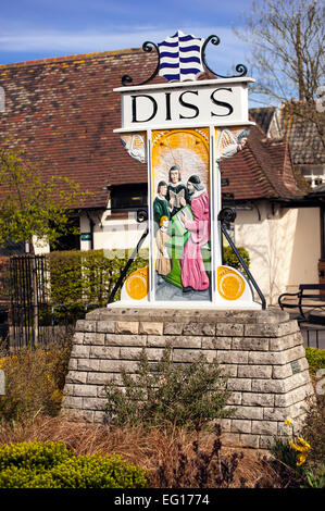 Town sign Diss Norfolk Stock Photo