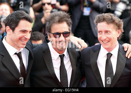 ITALY, Venice : US director David Gordon Green, US actor Al Pacino (C) and US actor Chris Messina (L) Stock Photo