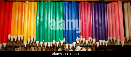 Various colored pencils in row as a creativity close up Stock Photo