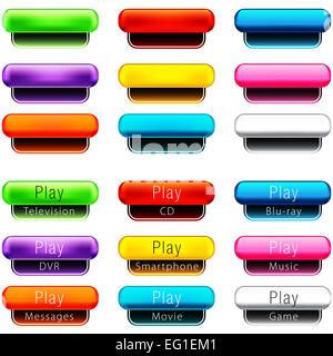 An image of a play pill shaped button set. Stock Photo