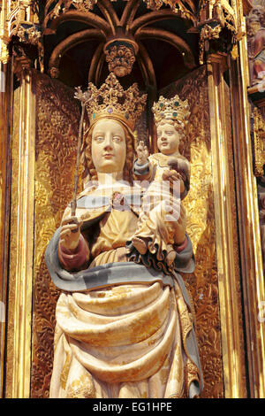 Holy Virgin, Medieval sculpture, Cathedral, Tarragona, Catalonia, Spain Stock Photo