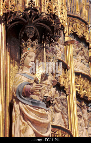 Holy Virgin, Medieval sculpture, Cathedral, Tarragona, Catalonia, Spain Stock Photo