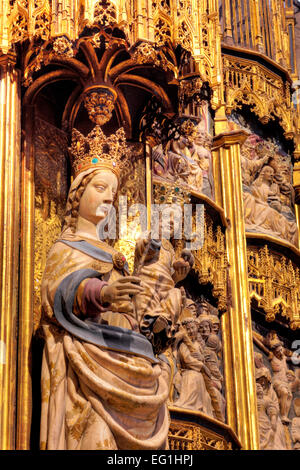 Holy Virgin, Medieval sculpture, Cathedral, Tarragona, Catalonia, Spain Stock Photo