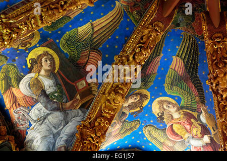 Fresco with angels on the ceiling, Valencia Cathedral, Valencia, Valencian Community, Spain Stock Photo