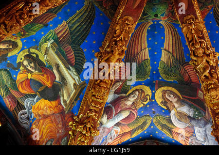 Fresco with angels on the ceiling, Valencia Cathedral, Valencia, Valencian Community, Spain Stock Photo