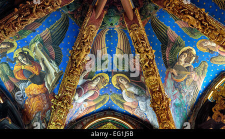 Fresco with angels on the ceiling, Valencia Cathedral, Valencia, Valencian Community, Spain Stock Photo