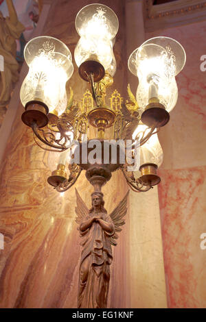 Chandelier, Interior of Oratory of San Felipe Neri, Cadiz, Andalusia, Spain Stock Photo