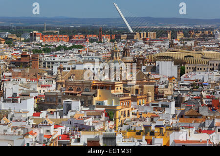 Cityscape from La Giralda Tower of Cathedral, Seville, Andalusia, Spain Stock Photo