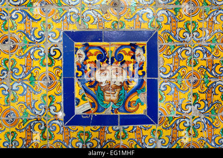 Azuleho, ceramic tile, Museum of Fine Arts (Museo de Bellas Artes), Seville, Andalusia, Spain Stock Photo