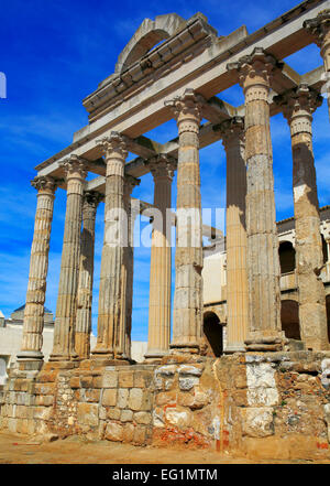 Temple of Diana, Roman Forum, Merida, Extremadura, Spain Stock Photo