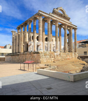 Temple of Diana, Roman Forum, Merida, Extremadura, Spain Stock Photo