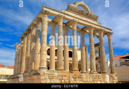 Temple of Diana, Roman Forum, Merida, Extremadura, Spain Stock Photo