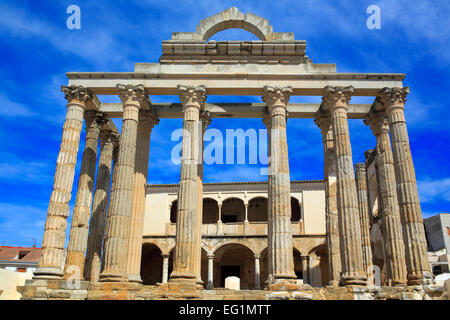 Temple of Diana, Roman Forum, Merida, Extremadura, Spain Stock Photo