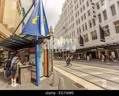 Tourist information booth in Bourke Street Mall, Melbourne Stock Photo