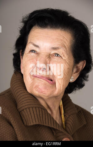 portrait of old cranky woman grandmother Stock Photo