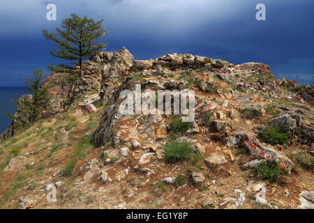 Olkhon island, coast between Khoboy and Ugury, Baikal lake, Russia Stock Photo